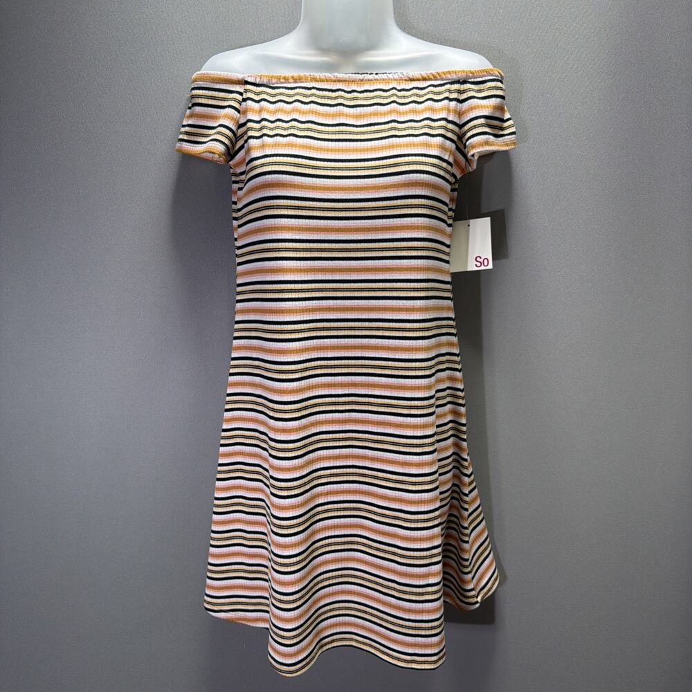 SO Womens Medium Ribbed Off-Shoulder Stretchy Mini Dress NWT